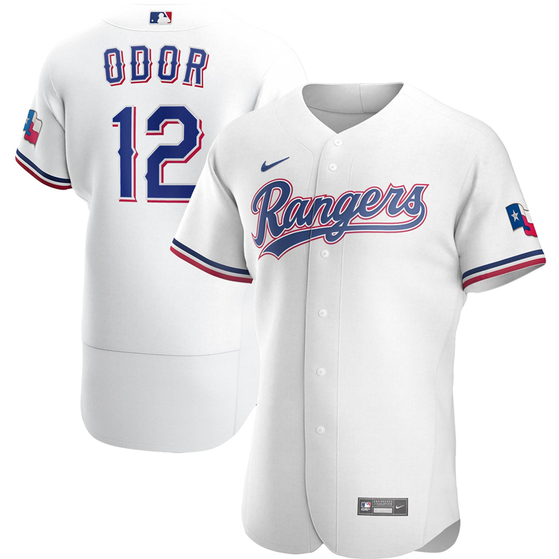 2020 MLB Men Texas Rangers #12 Rougned Odor Nike White Home 2020 Authentic Player Jersey 1